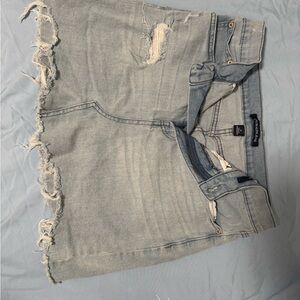 Distressed Light Blue Denim Shorts